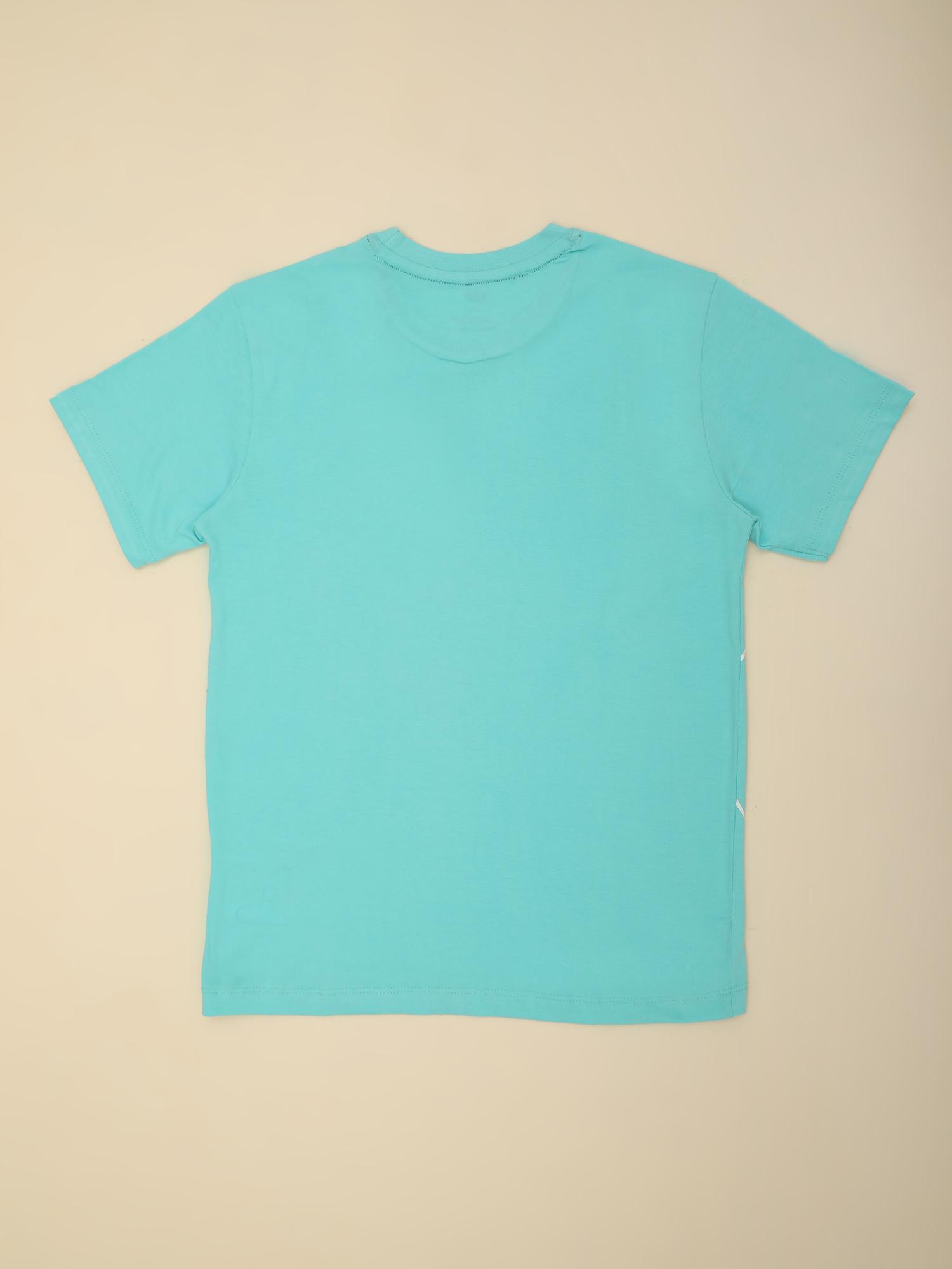 BYOStyle Boys Cotton Tshirt Printed-Turquoise Blue
