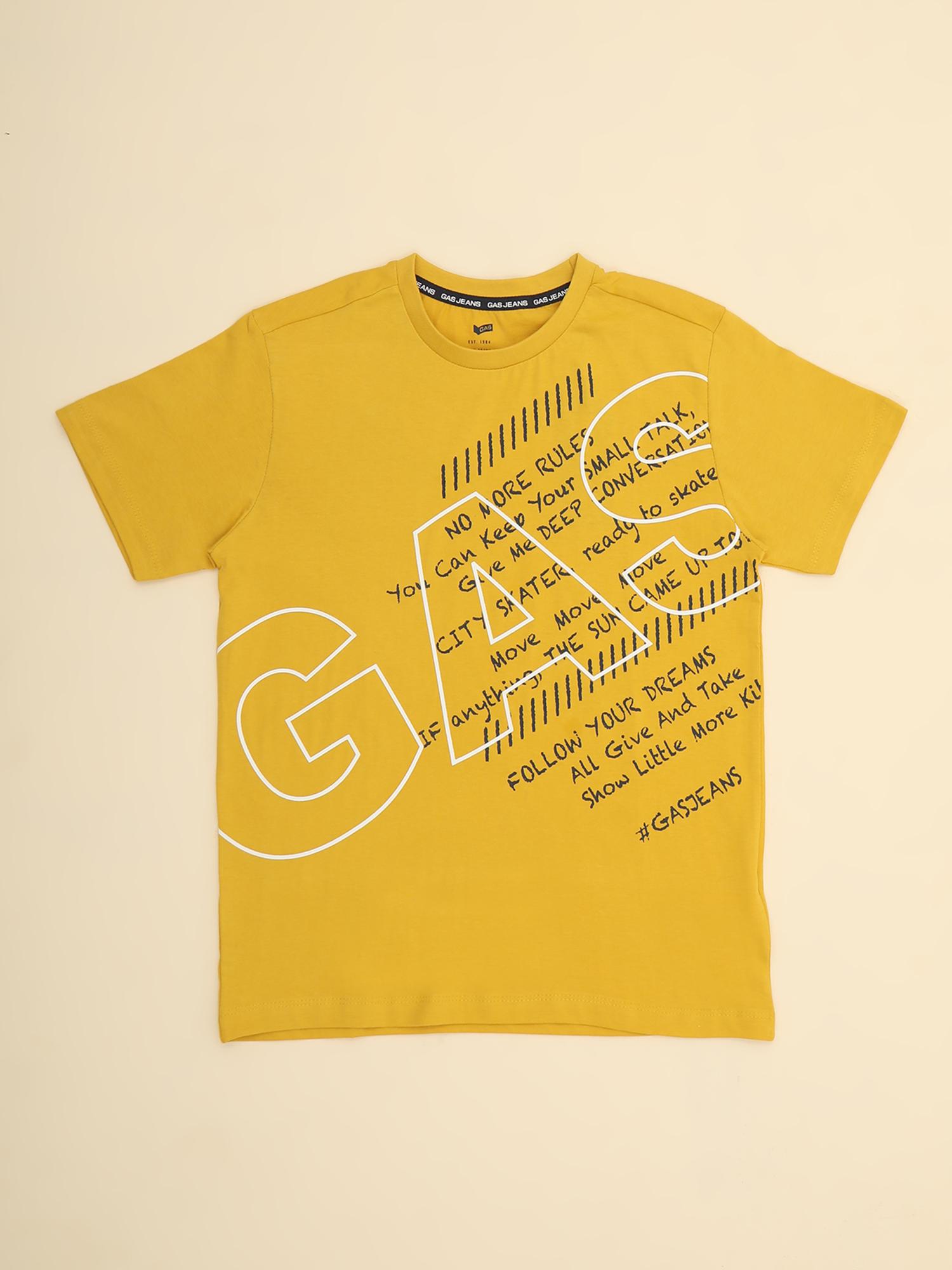 BYOStyle Boys Cotton Tshirt Printed-Yellow