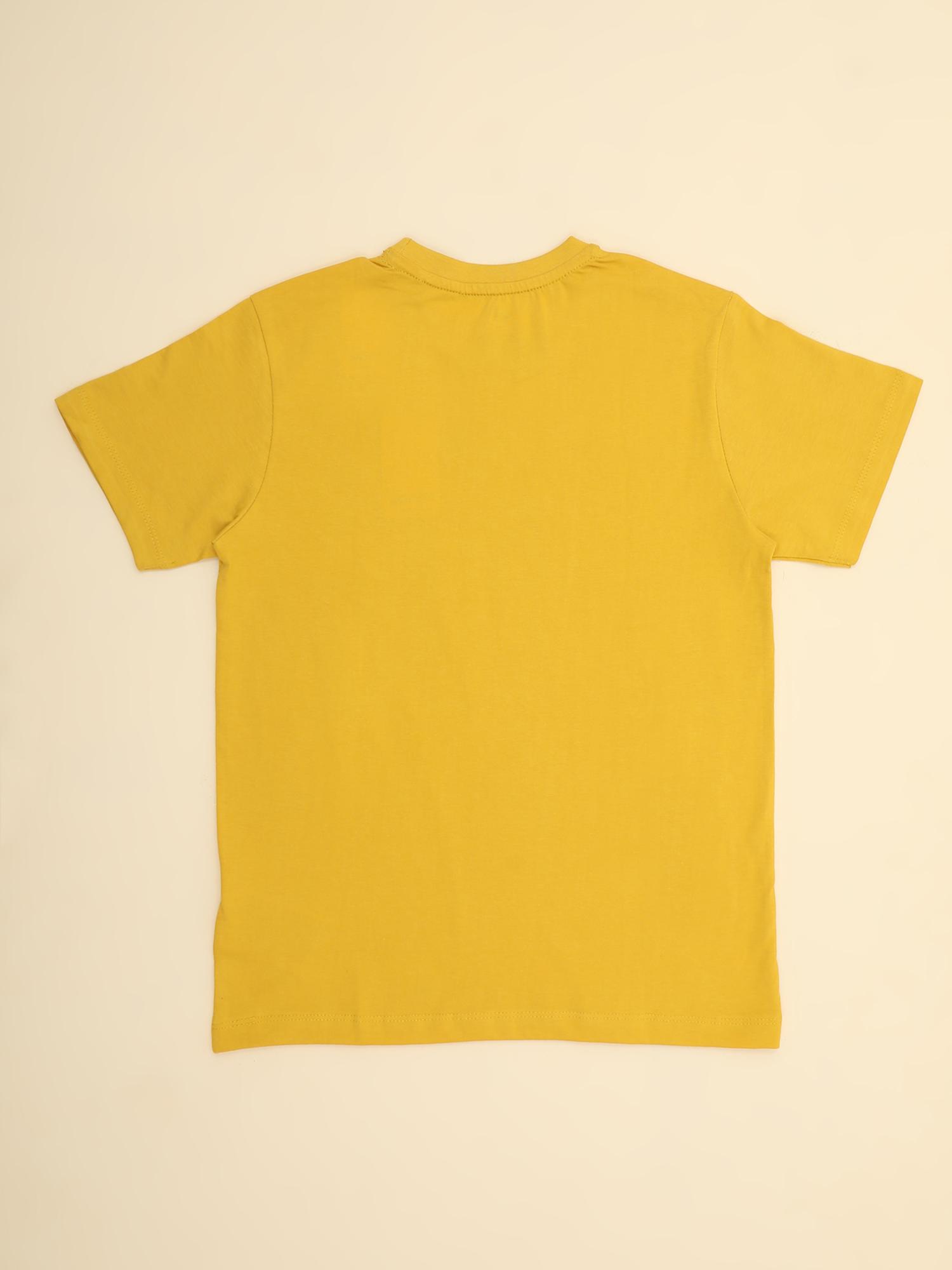 BYOStyle Boys Cotton Tshirt Printed-Yellow