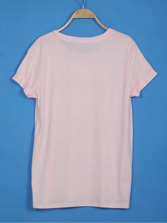 Women's Short Sleeve T-shirt-Pink,36