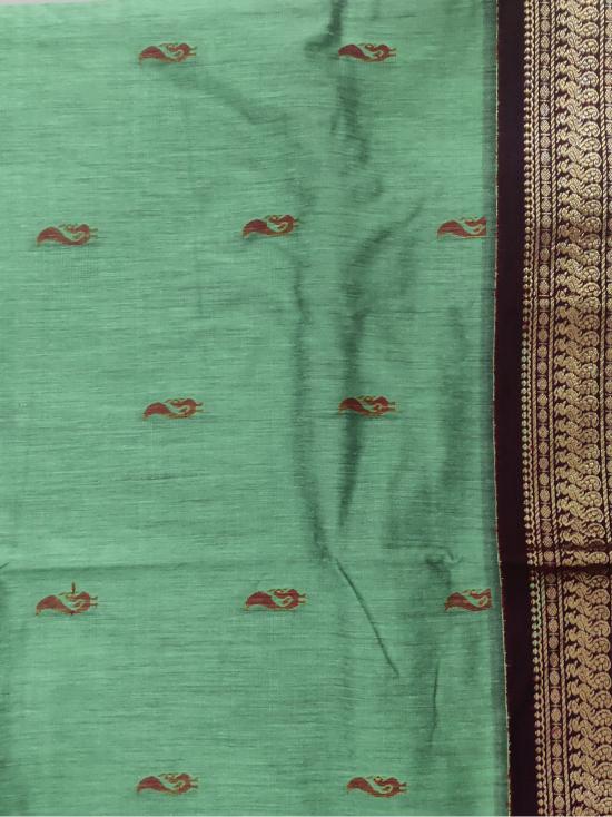 HerClozet Soft silk Gadwal boota Zari Weaving Saree-(Sea Green;Maroon)