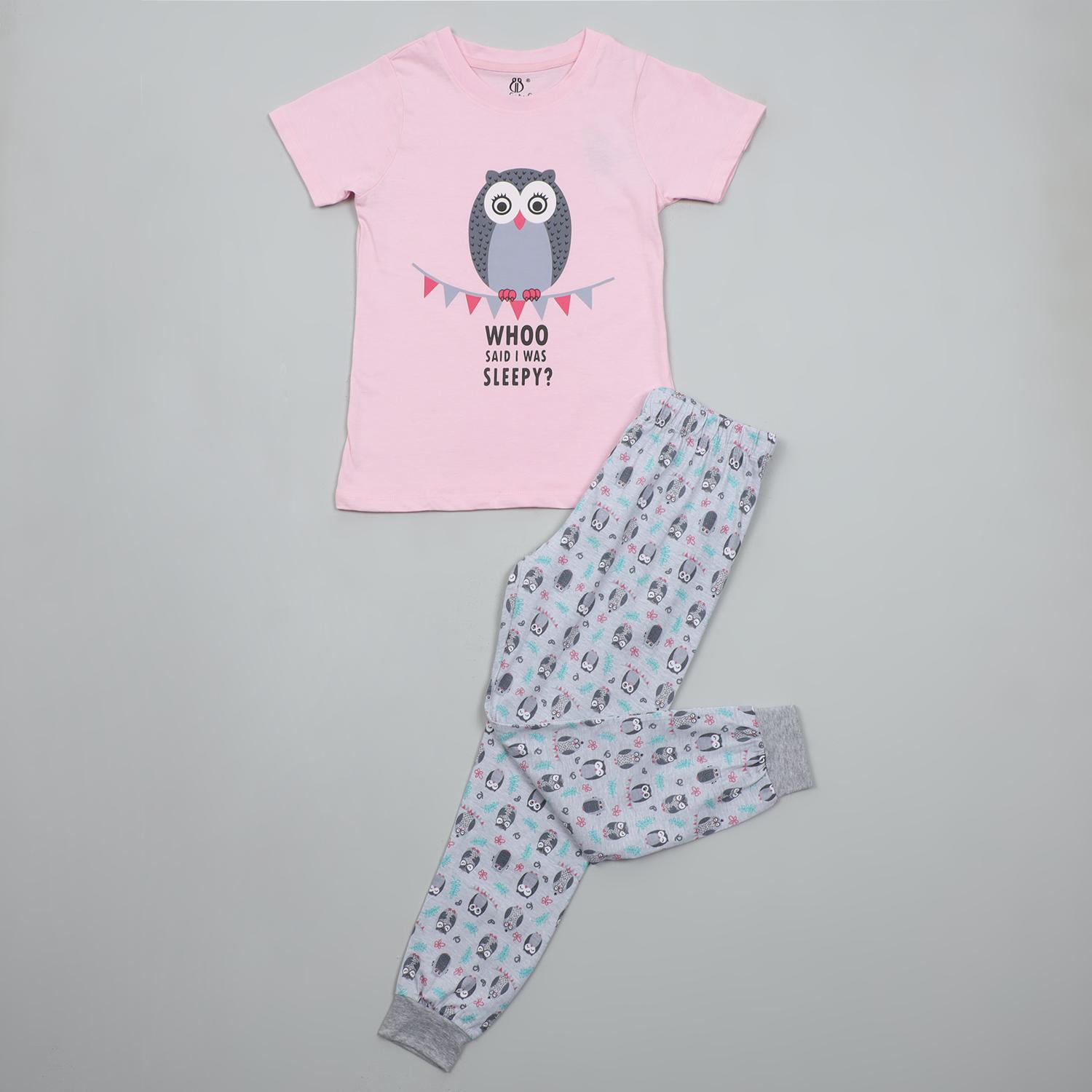 Cord Set For Girls-Pink & Grey