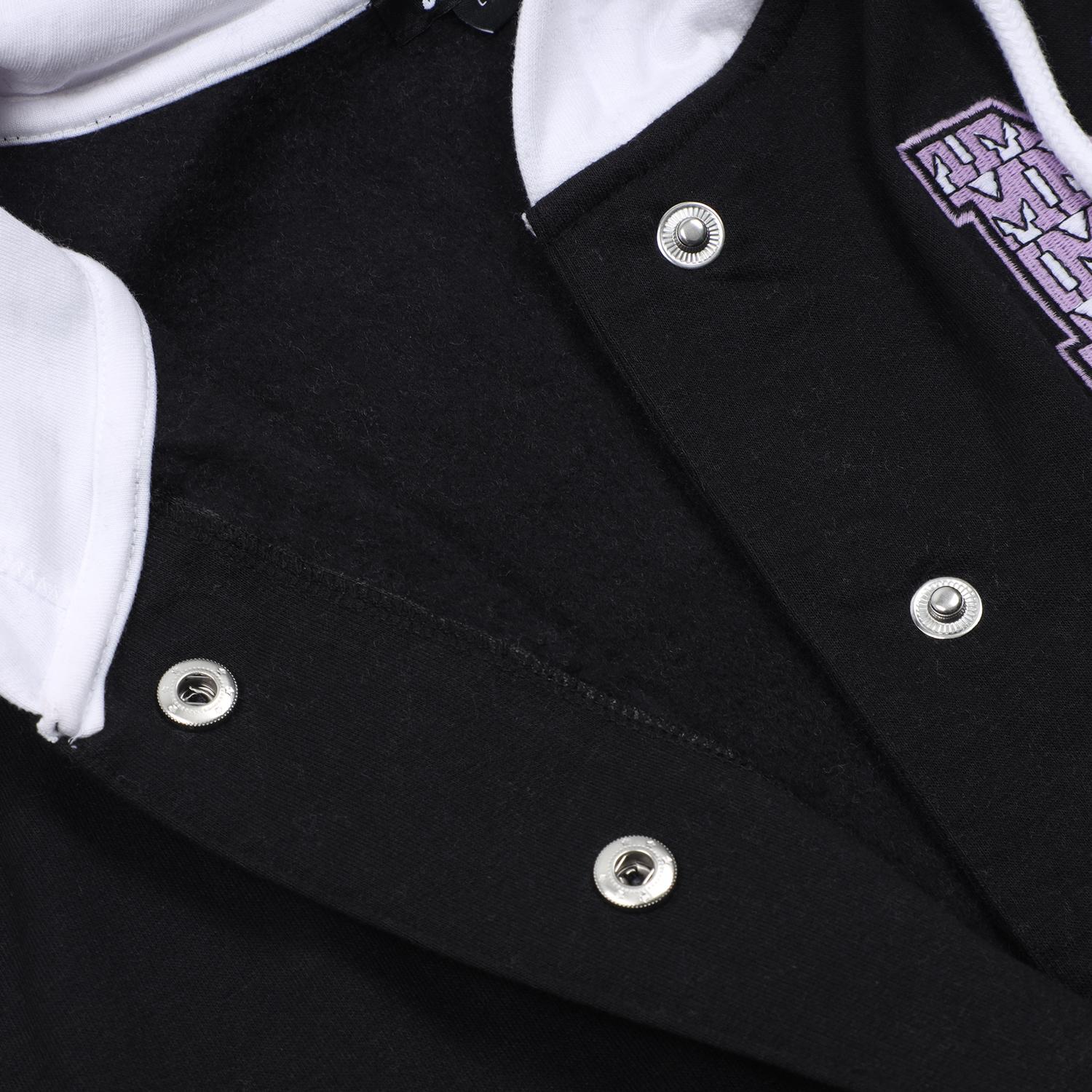 Women's fleece SweatShirt Jacket - White/Black