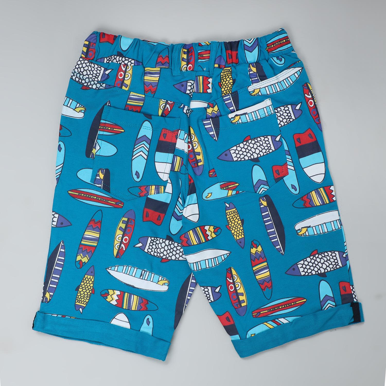 Clothing Boys Pattern Shorts-Turquoise Printed