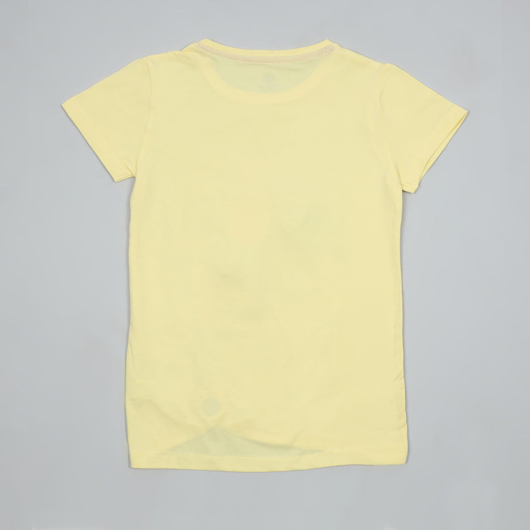 Girl's Cotton T-Shirt-Yellow