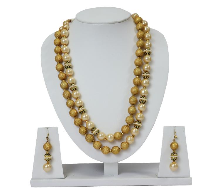 HerClozet Women's Golden Beads String, Beautiful Golden beads hanging Earrings