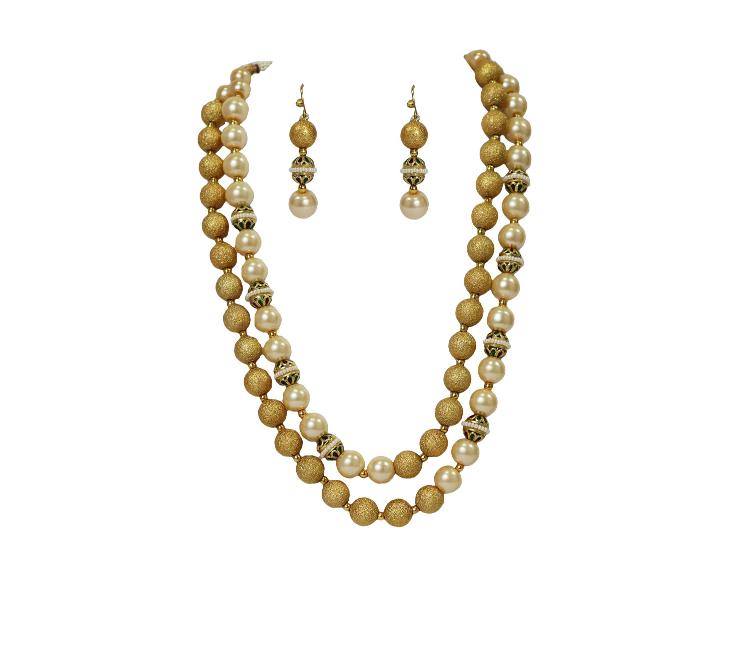 HerClozet Women's Golden Beads String, Beautiful Golden beads hanging Earrings